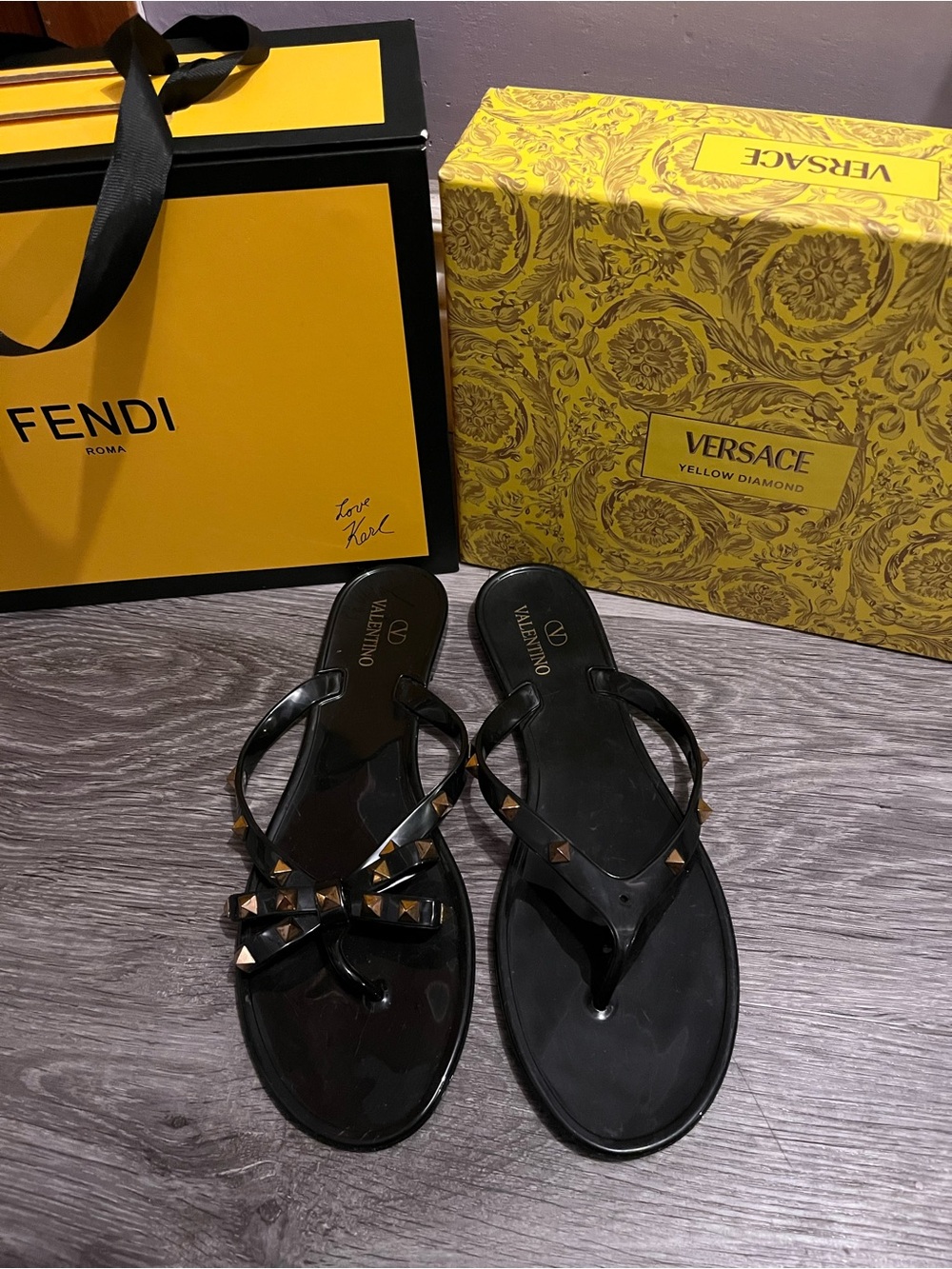Studded Jelly Flip Flop Sandals-Damaged